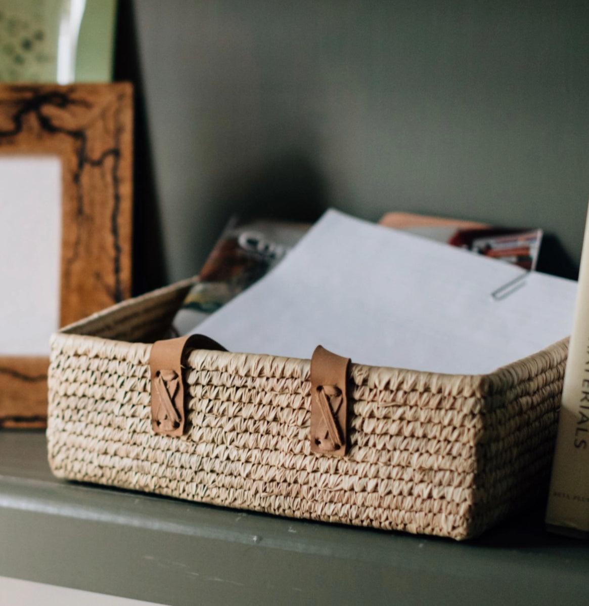 Handwoven Rectangle Grass Basket