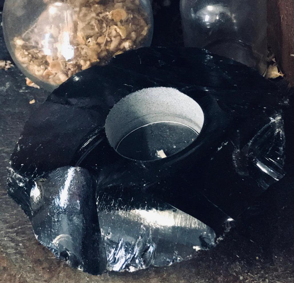 Obsidian Candle Light Holder