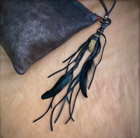 Feather + Leather Keychain