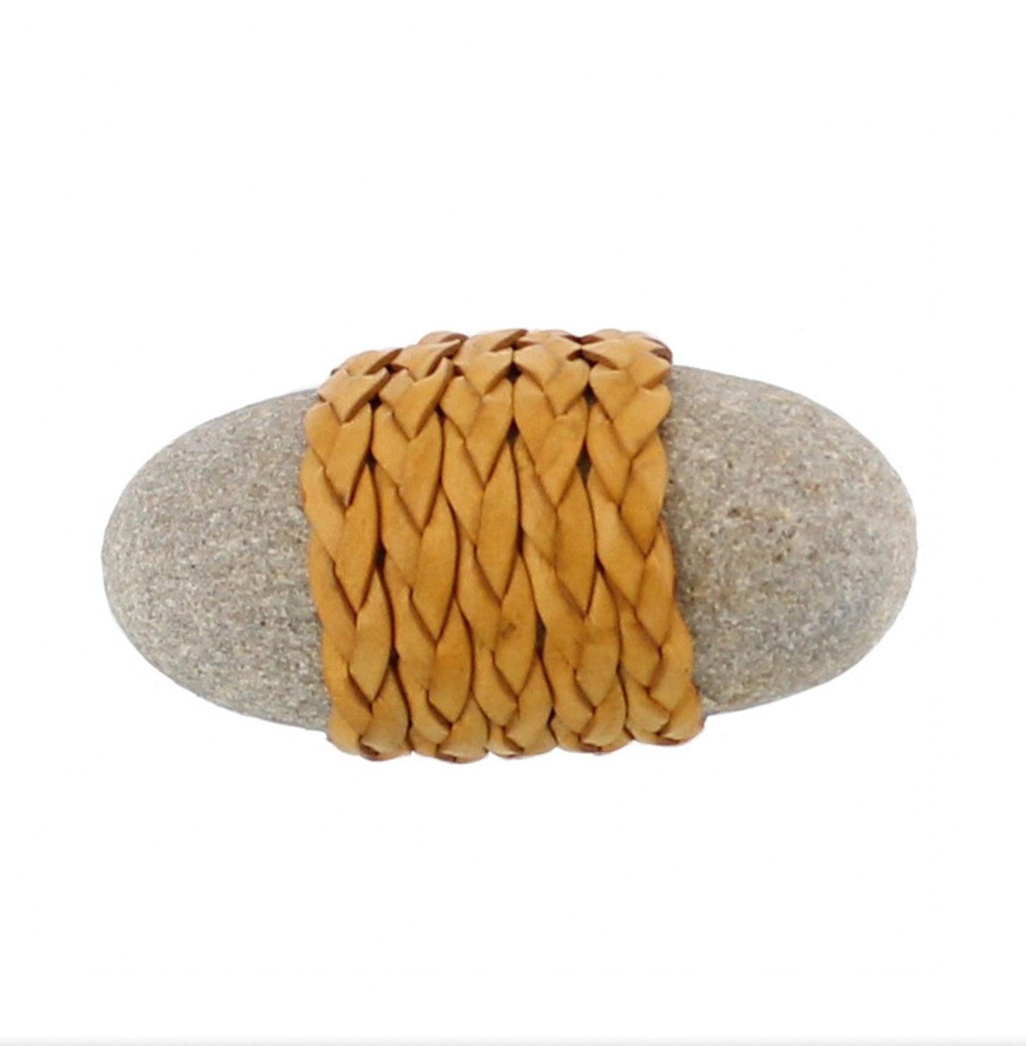 Leather Braid Wrapped Stone