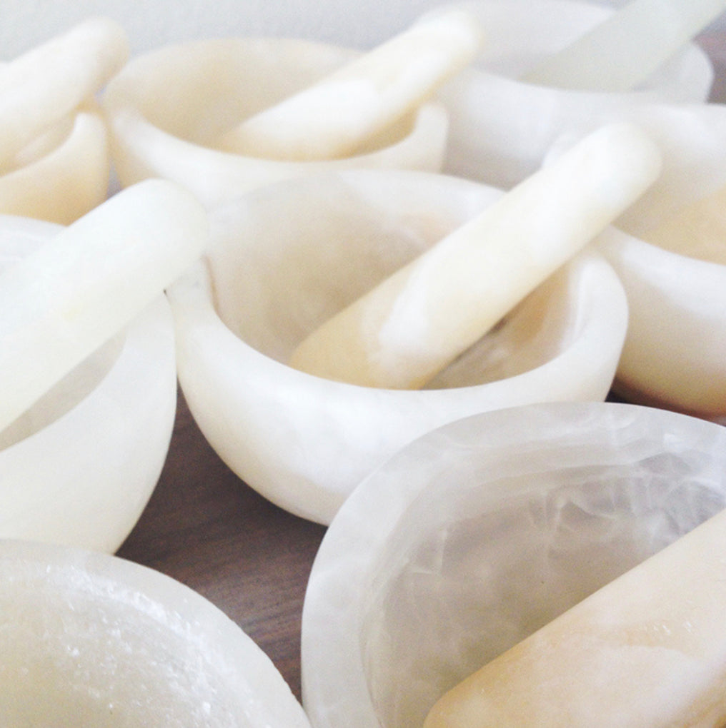 Small White Onyx Mortar and Pestle Set