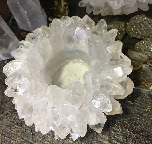 Clear Quartz Candleholder