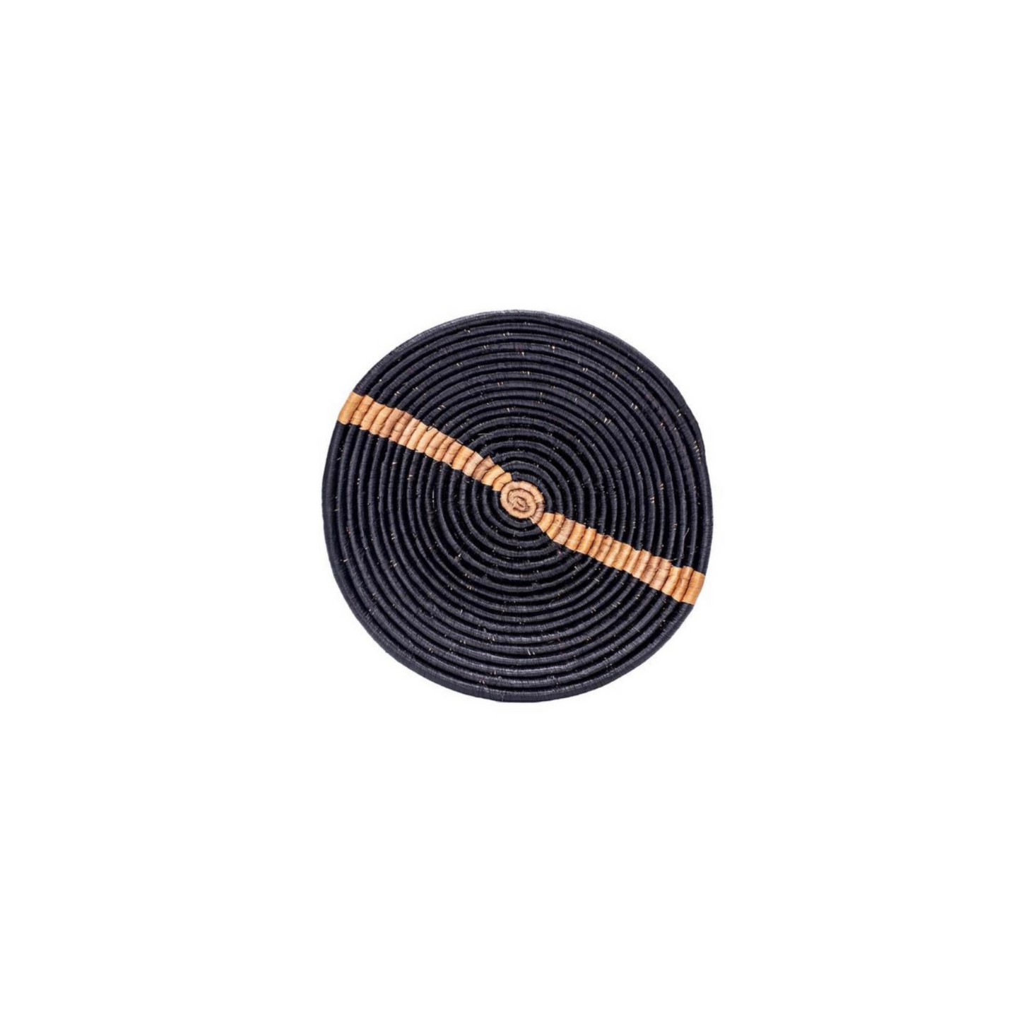 Black kazi woven bowl with natural streak in center of bowl 